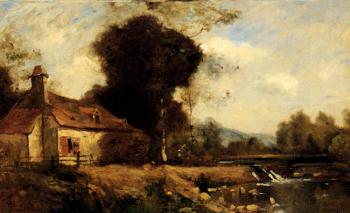 Paul Desire Trouillebert : A Cottage By A Stream